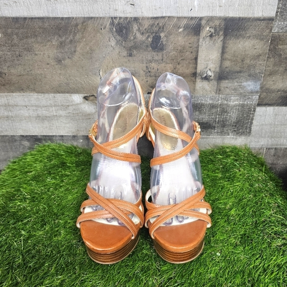 New MICHAEL Michael Kors Camel Tan Strappy Sandals | 10 - Picture 7 of 11